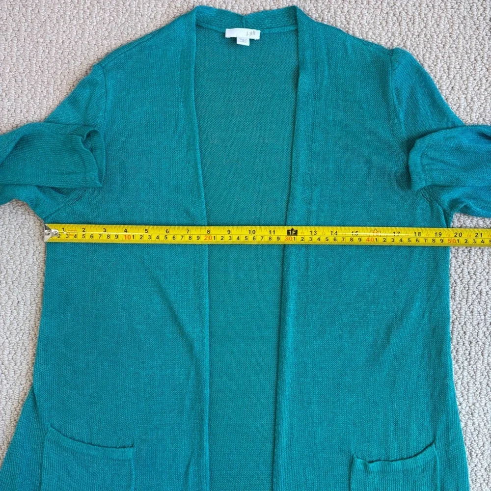J. Jill Linen Blend‎ Open Front Cardigan, Petite Medium, Teal Coastal beachy